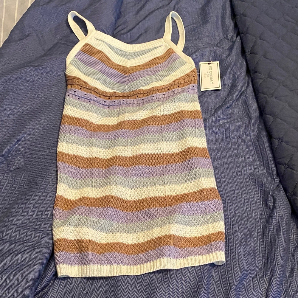 Striped Kids Casual Dress - Purple, Brown, Cream